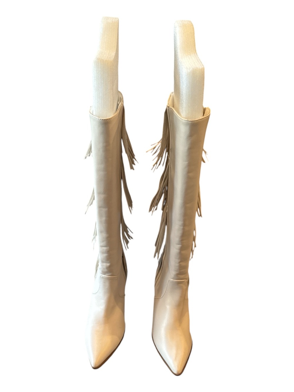 Bellini Zaneta Ivory Fringe Wide Calf Western Knee High Boots Size 7 - Picture 4 of 13